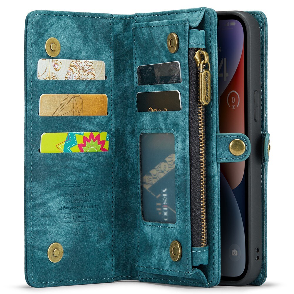 Multi-slot Portemonnaie-Hülle iPhone 15 Blau