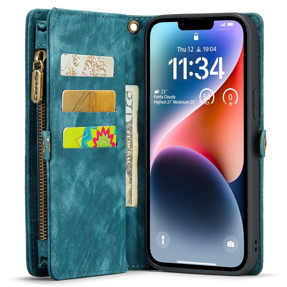 Multi-slot Portemonnaie-Hülle iPhone 15 Blau