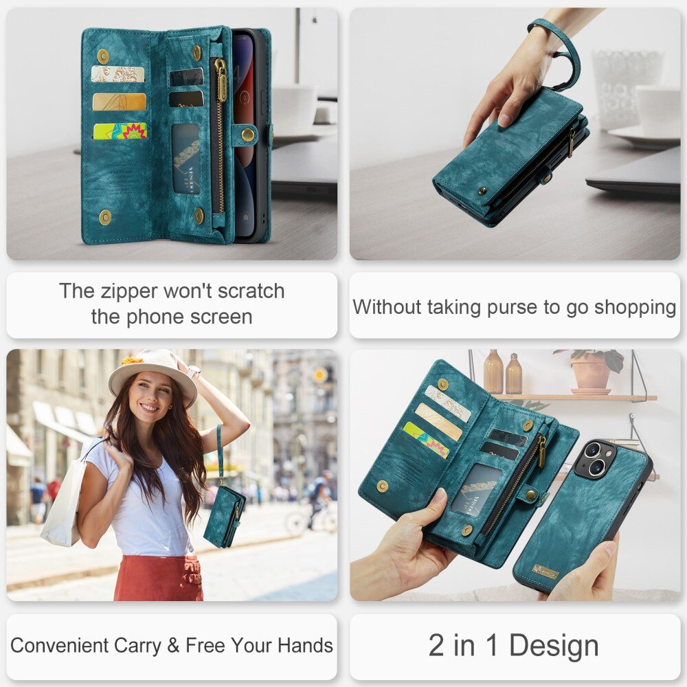 Multi-slot Portemonnaie-Hülle iPhone 15 Blau