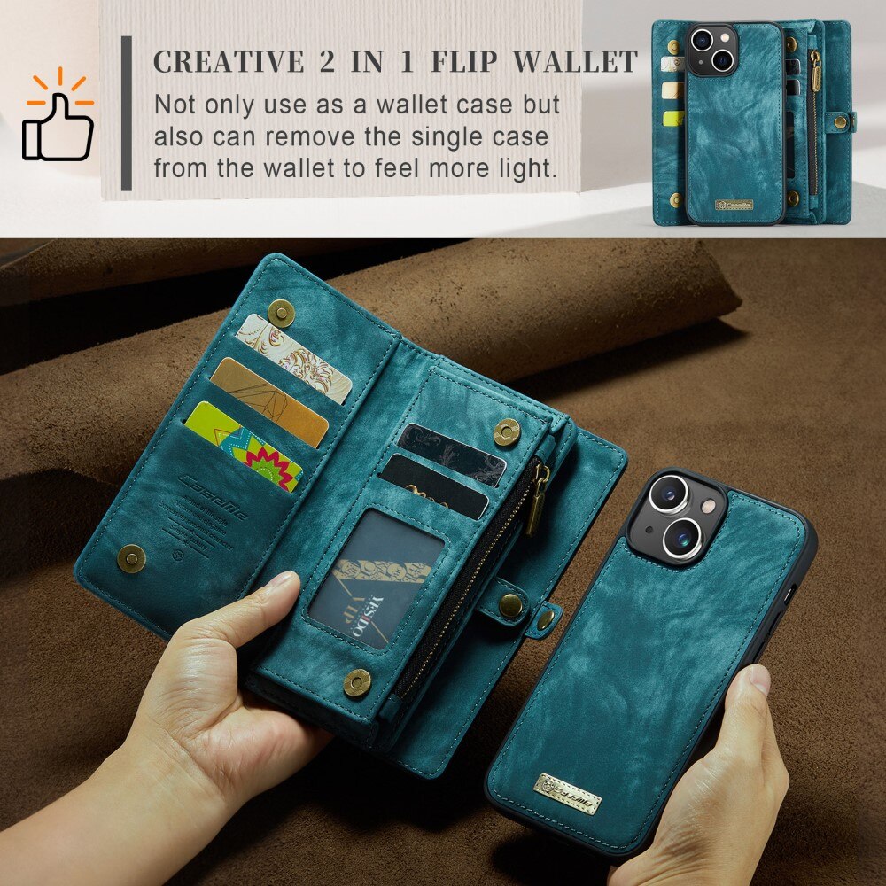 Multi-slot Portemonnaie-Hülle iPhone 15 Blau
