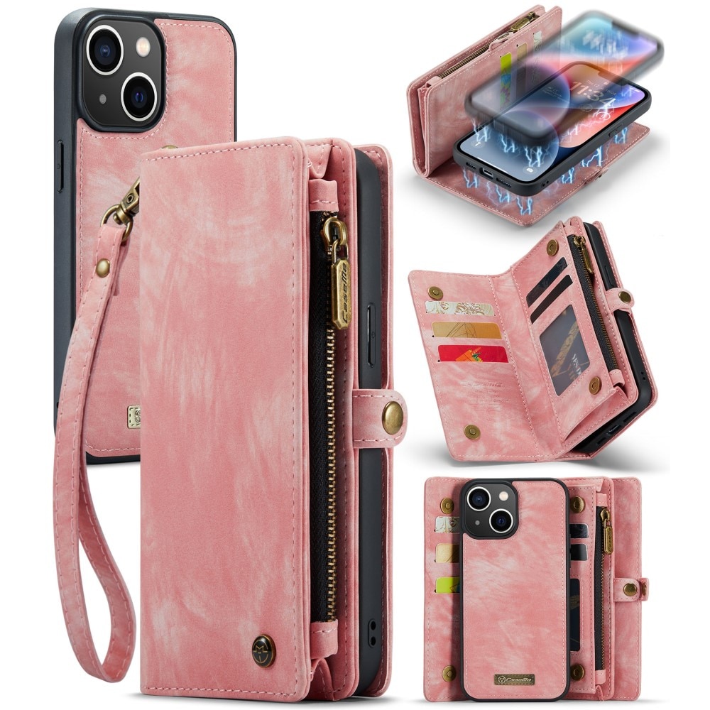 Multi-slot Portemonnaie-Hülle iPhone 15 rosa