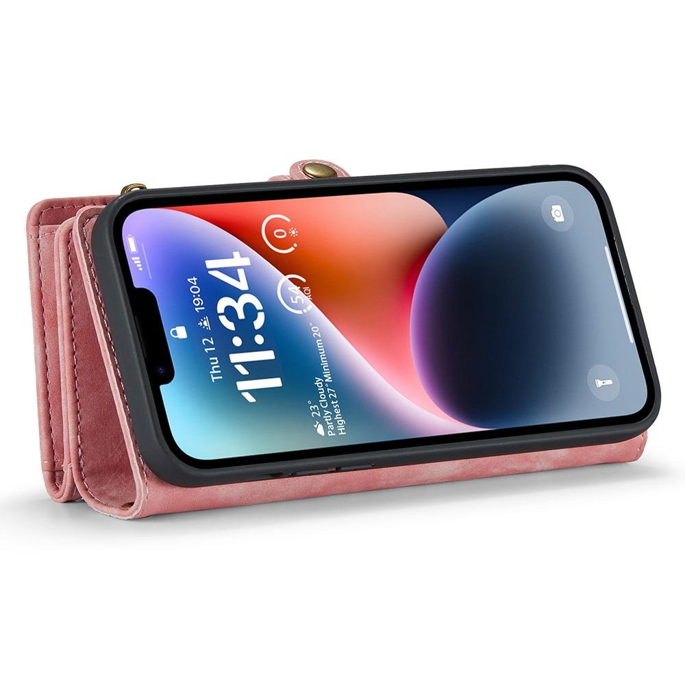 Multi-slot Portemonnaie-Hülle iPhone 15 rosa