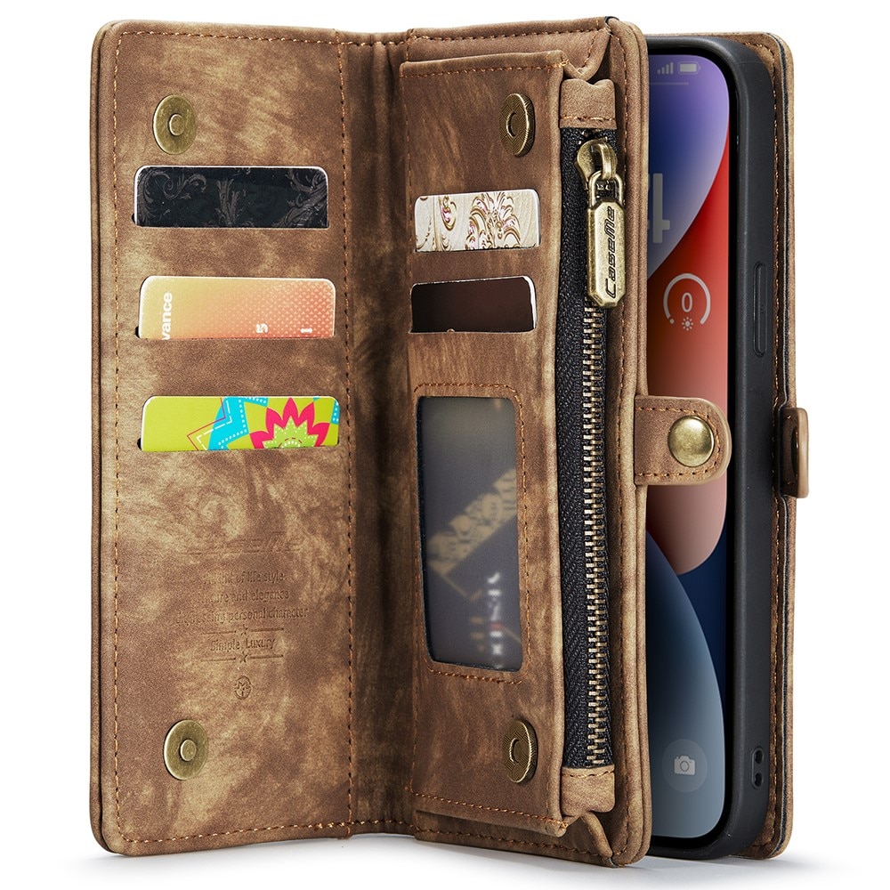 Multi-slot Portemonnaie-Hülle iPhone 15 Plus Braun
