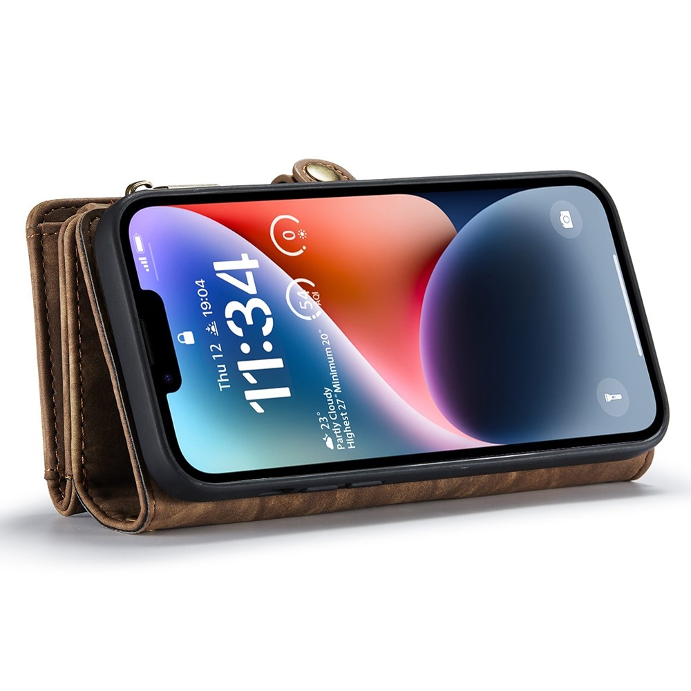 Multi-slot Portemonnaie-Hülle iPhone 15 Plus braun