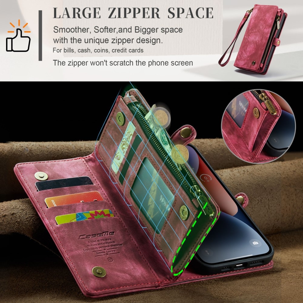 Multi-slot Portemonnaie-Hülle iPhone 15 Plus rot