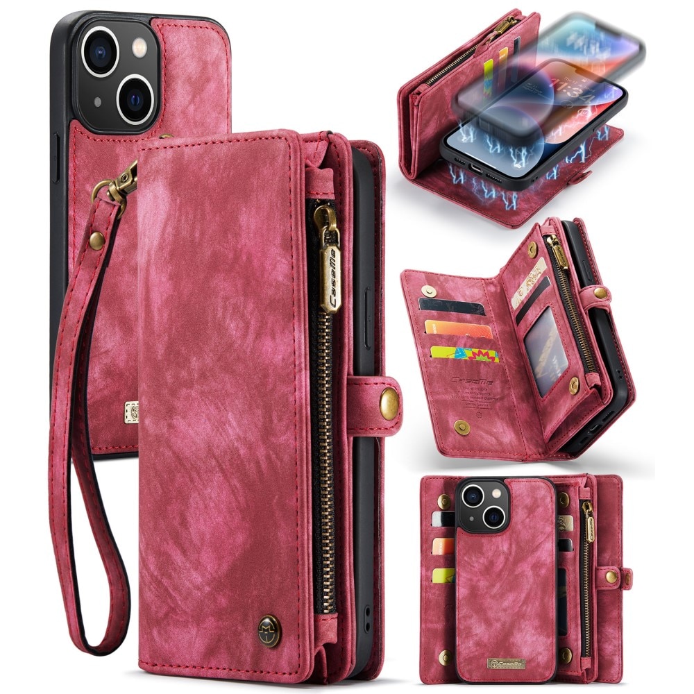 Multi-slot Portemonnaie-Hülle iPhone 15 Plus rot