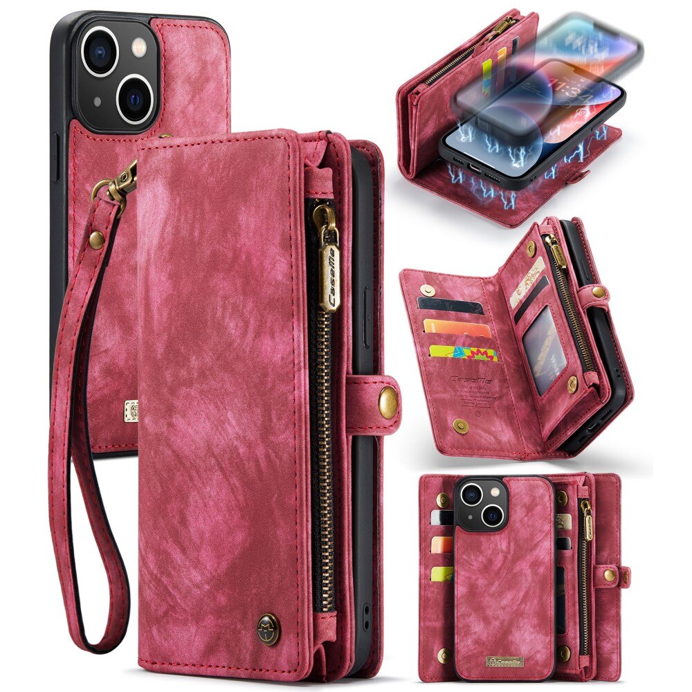 Multi-slot Portemonnaie-Hülle iPhone 15 Plus Rot