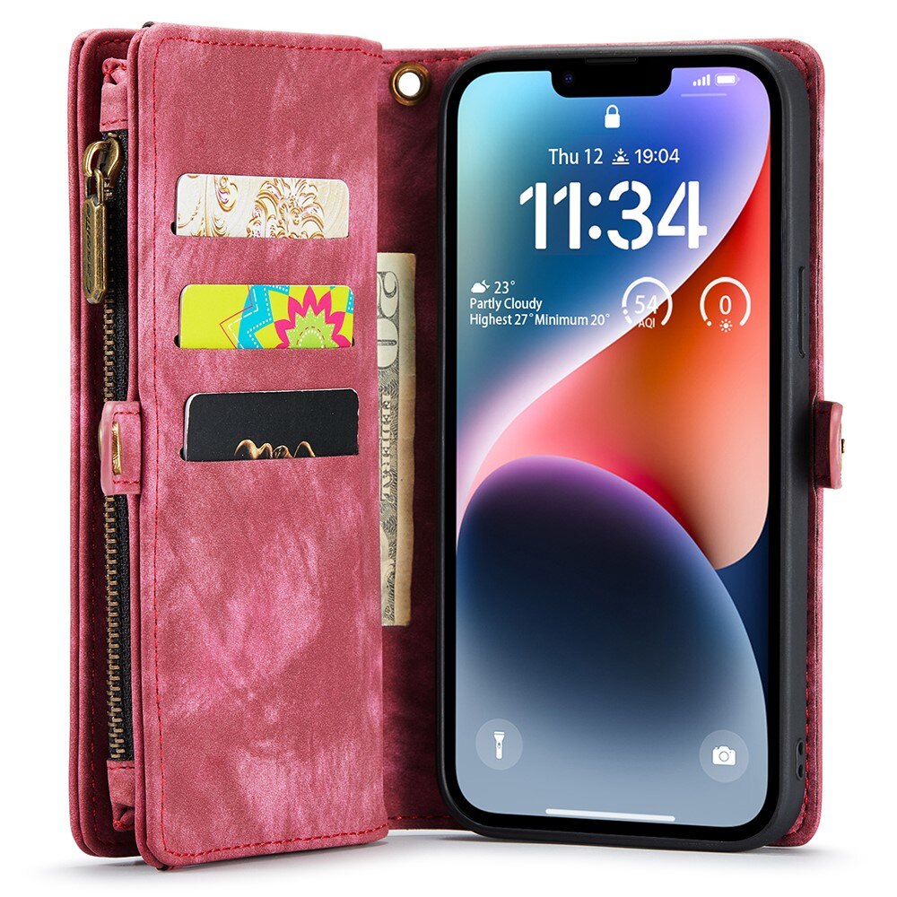 Multi-slot Portemonnaie-Hülle iPhone 15 Plus Rot