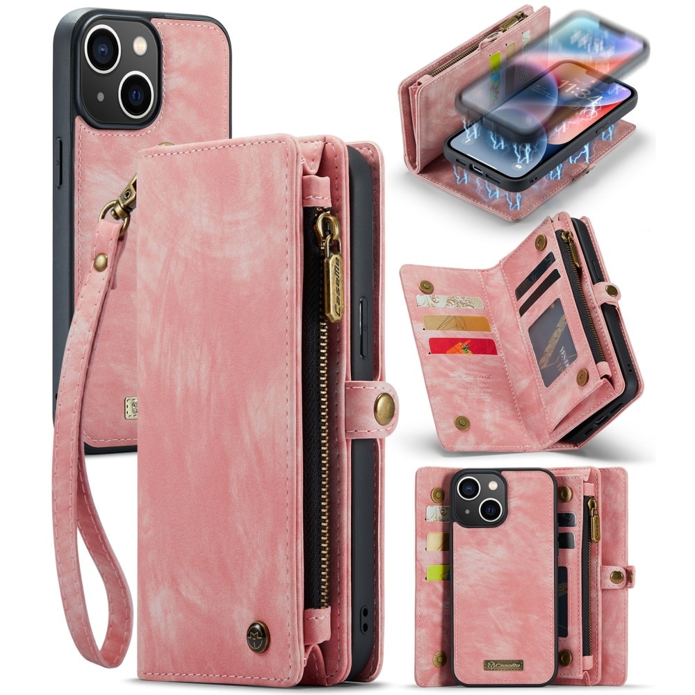 Multi-slot Portemonnaie-Hülle iPhone 15 Plus rosa