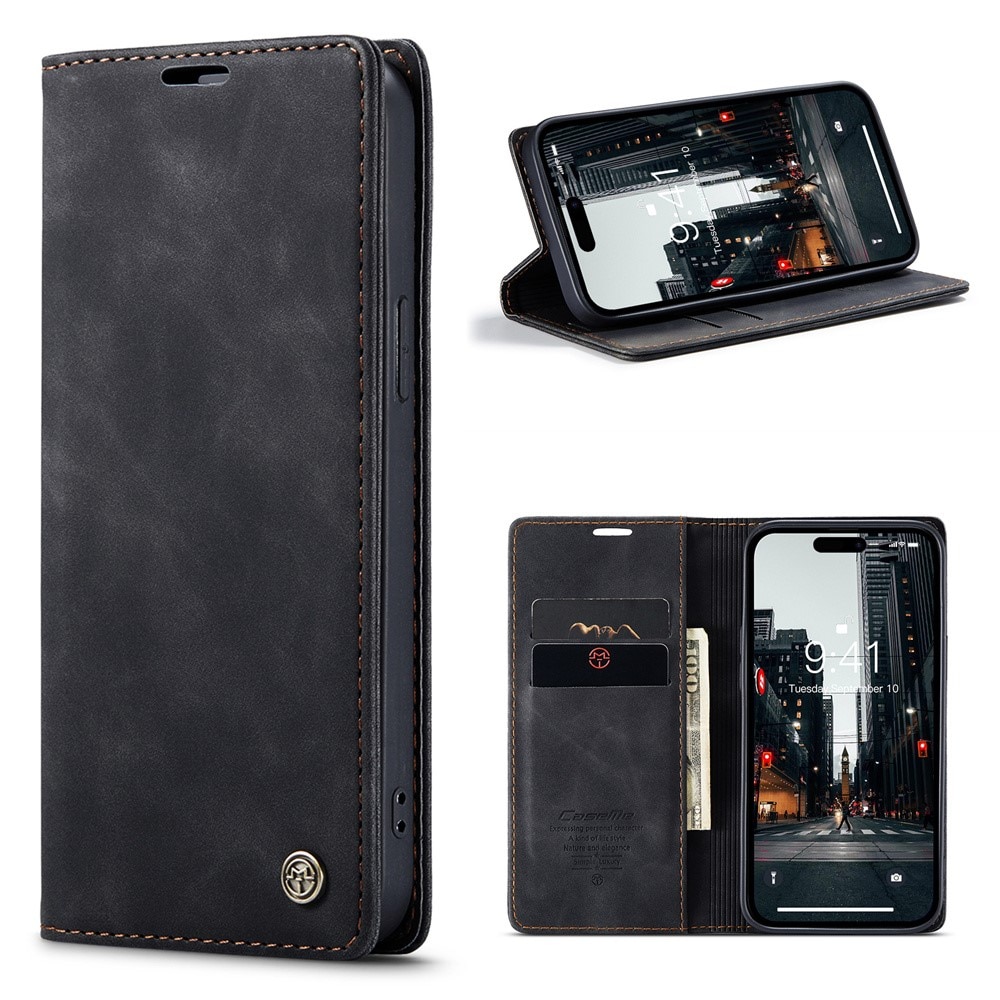 Slim Portemonnaie-Hülle iPhone 15 Pro schwarz