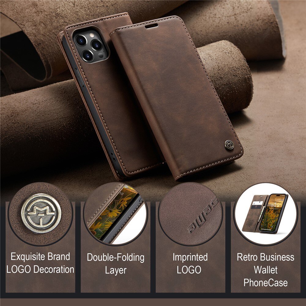 Slim Portemonnaie-Hülle iPhone 15 Pro Braun