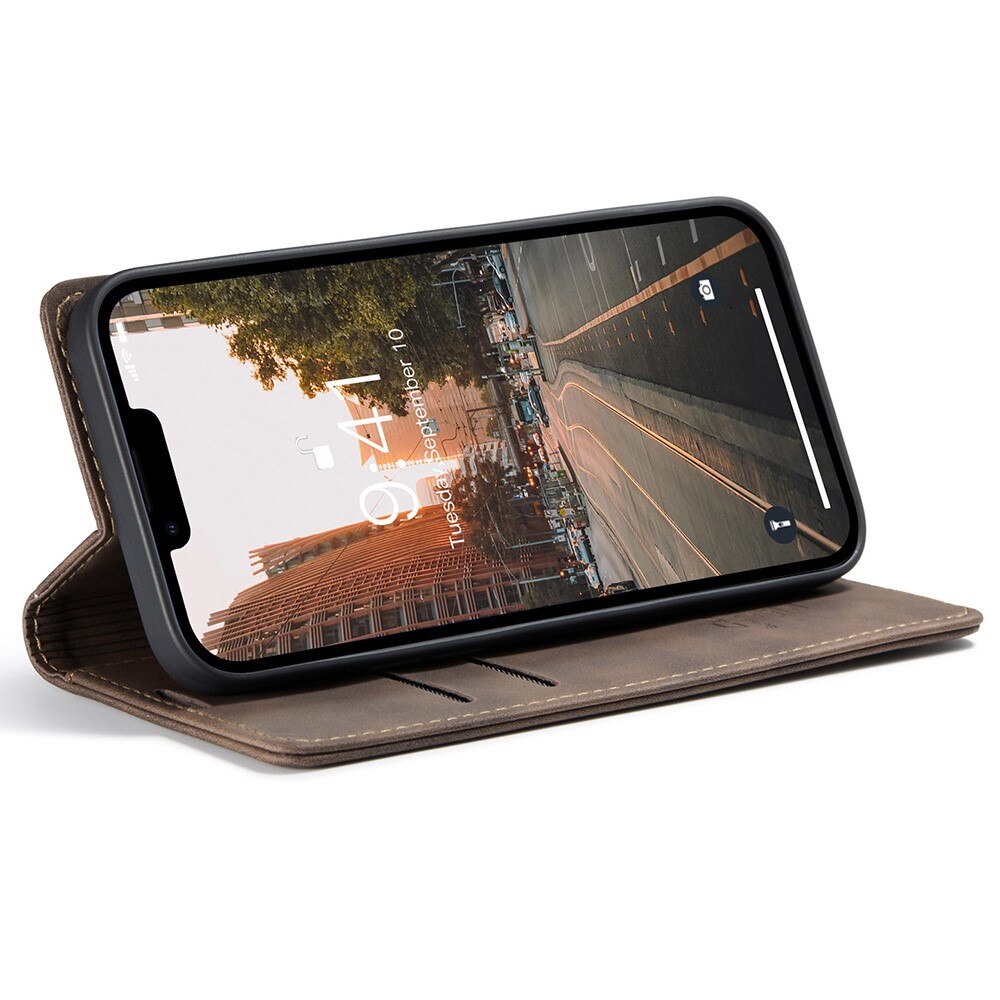 Slim Portemonnaie-Hülle iPhone 15 Pro Braun