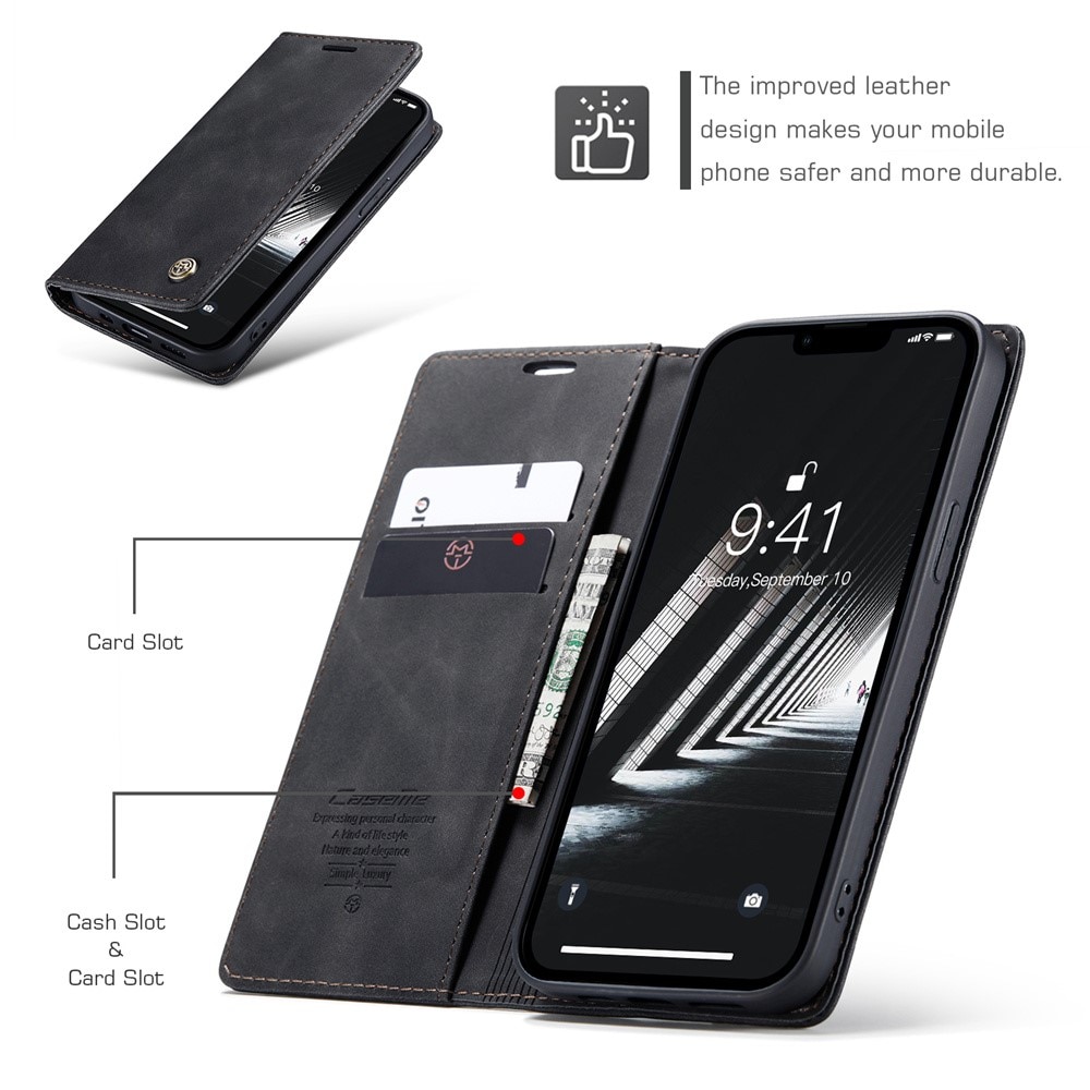 Slim Portemonnaie-Hülle iPhone 15 schwarz