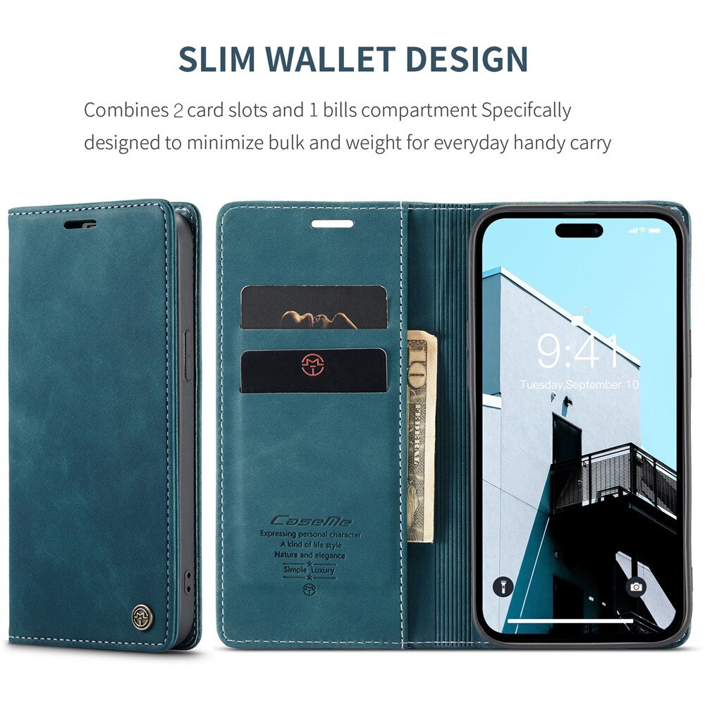 Slim Portemonnaie-Hülle iPhone 15 Pro Max blau