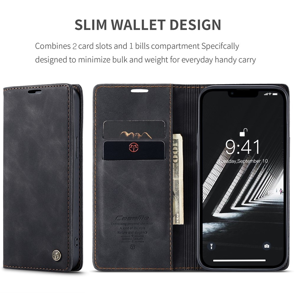 Slim Portemonnaie-Hülle iPhone 15 Plus schwarz