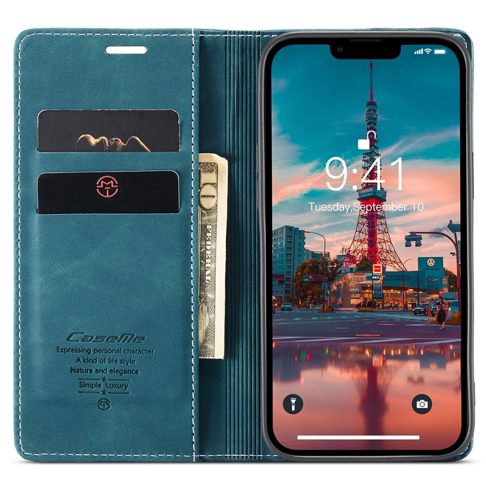 Slim Portemonnaie-Hülle iPhone 15 Plus blau