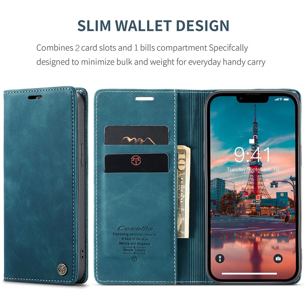 Slim Portemonnaie-Hülle iPhone 15 Plus blau