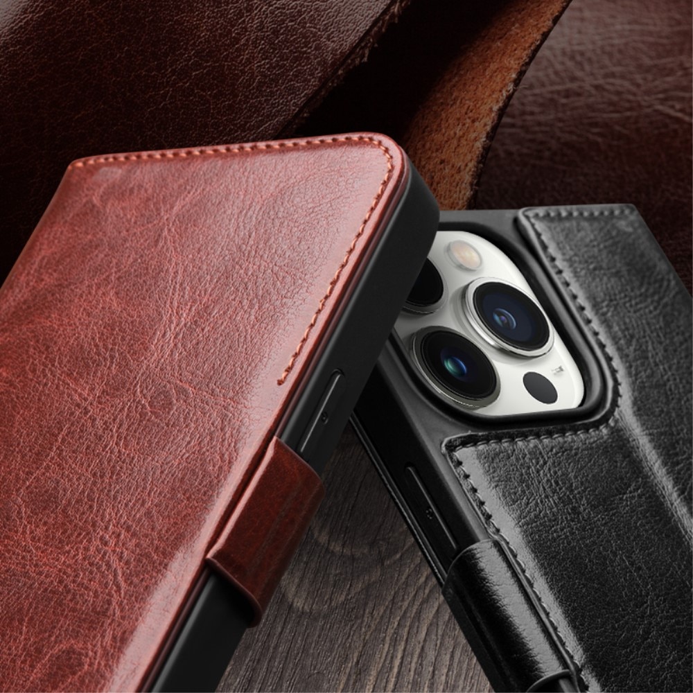 Leather Wallet Case iPhone 15 Pro Brown