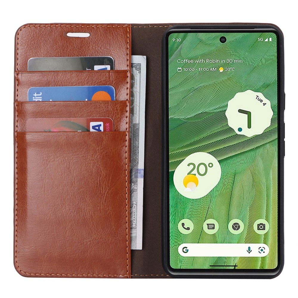 Google Pixel 8 Handytasche aus Echtem Leder braun