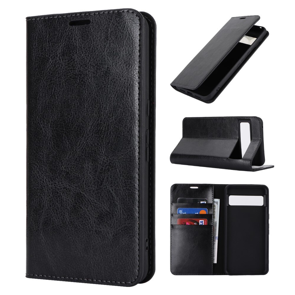 Google Pixel 8 Pro Handytasche aus Echtem Leder Schwarz