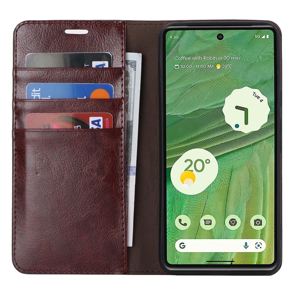 Google Pixel 8 Pro Handytasche aus Echtem Leder dunkelbraun