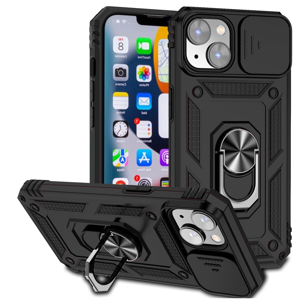 iPhone 15 Plus Hybrid-Hülle Ring + Kameraschutz Schwarz