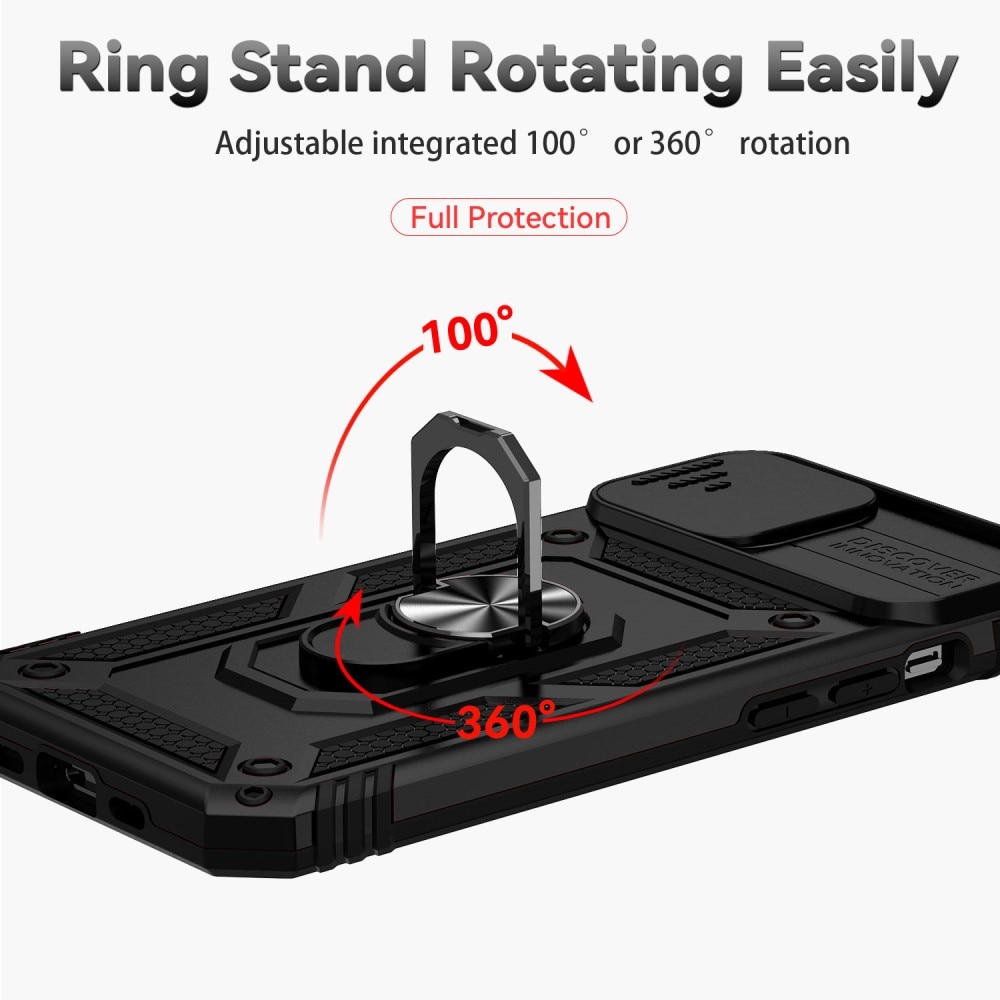 iPhone 15 Plus Hybrid-Hülle Ring + Kameraschutz Schwarz