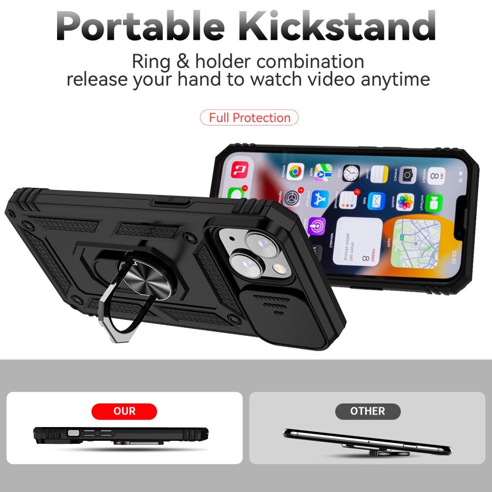 iPhone 15 Plus Hybrid-Hülle Ring + Kameraschutz Schwarz