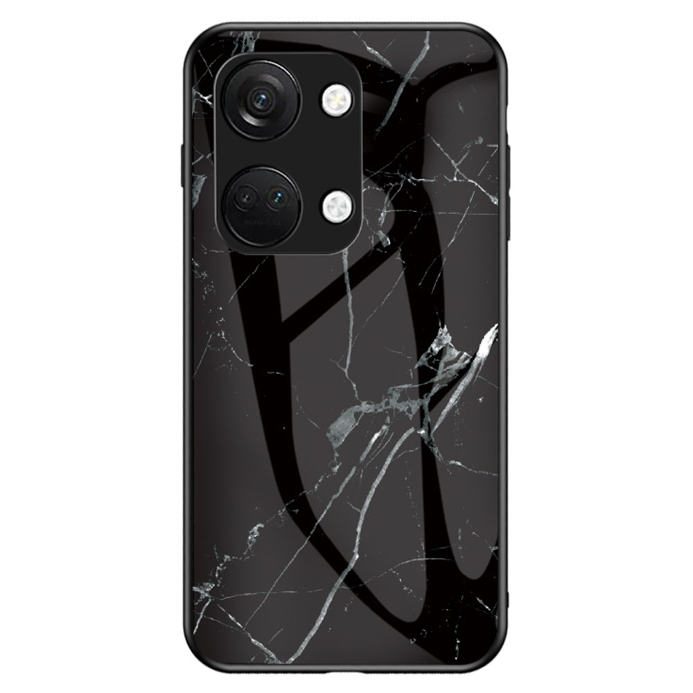 OnePlus Nord 3 Hülle aus gehärtetem Glas schwarzer Marmor
