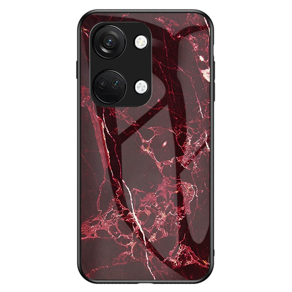 OnePlus Nord 3 Hülle aus gehärtetem Glas roter Marmor