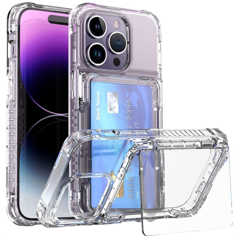 Hybrid-Hülle mit Kartenhalter und Kickstand iPhone 15 Pro transparent