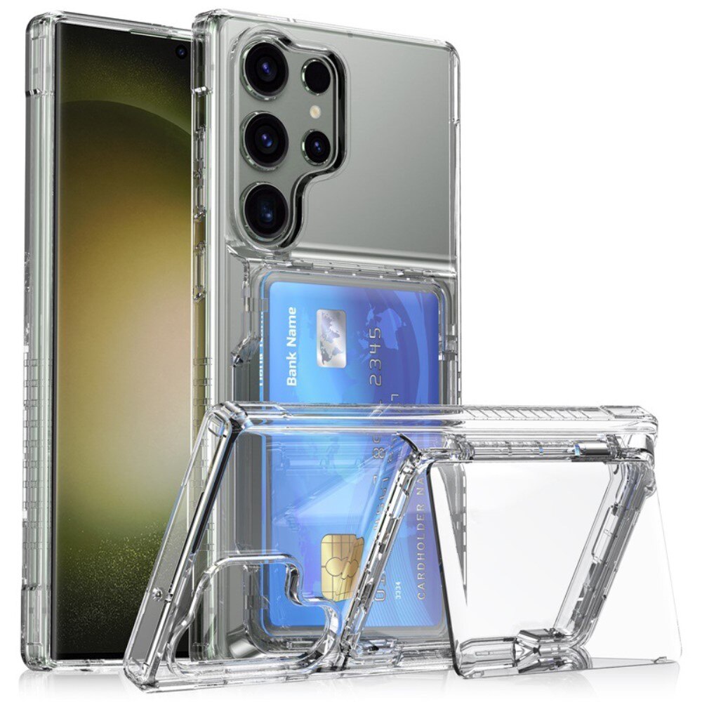 Hybrid-Hülle mit Kartenhalter und Kickstand Samsung Galaxy S23 Ultra transparent