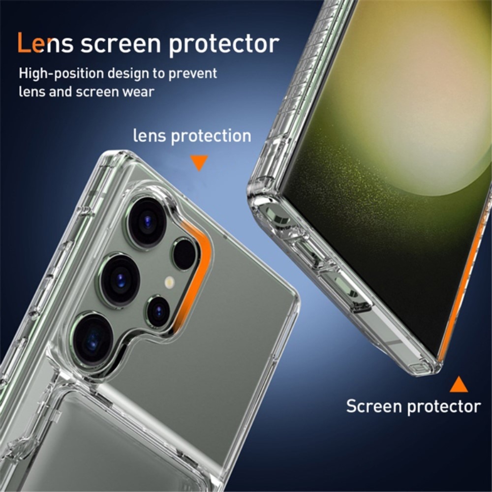Hybrid-Hülle mit Kartenhalter und Kickstand Samsung Galaxy S23 Ultra transparent