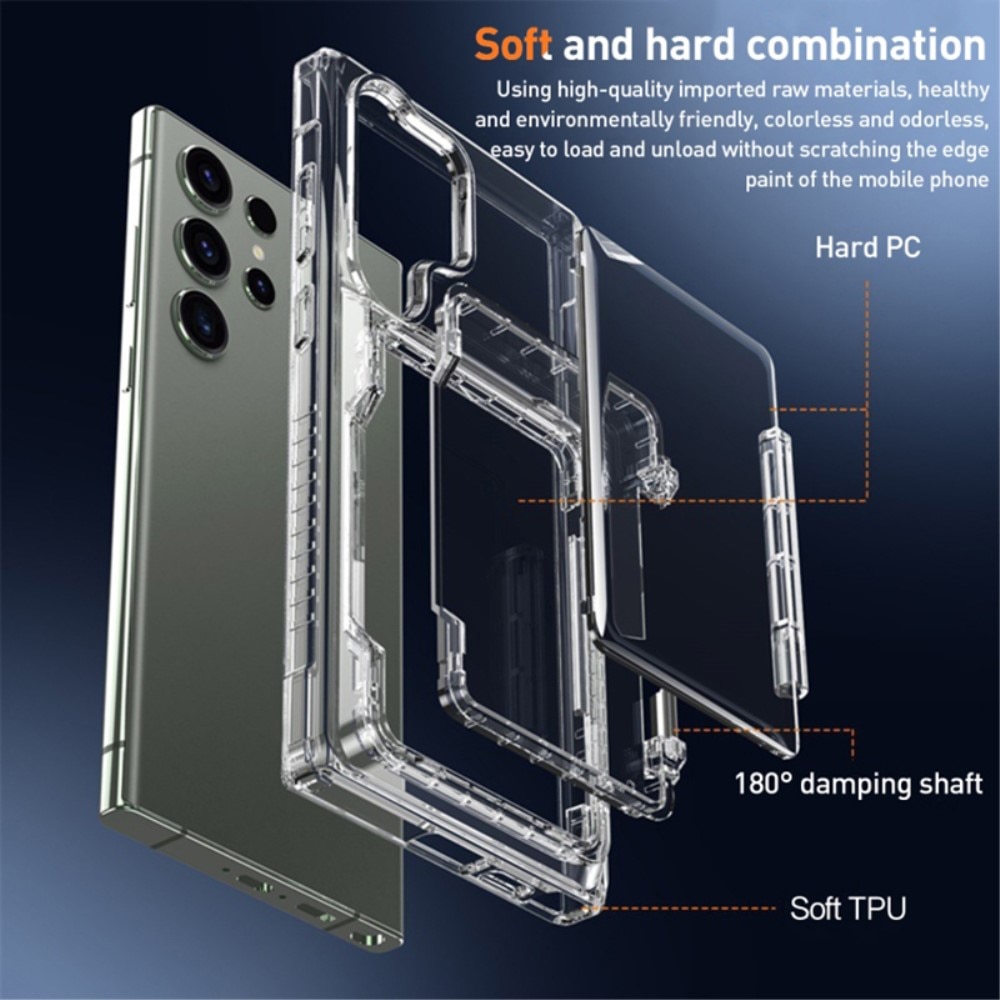 Hybrid-Hülle mit Kartenhalter und Kickstand Samsung Galaxy S23 Ultra transparent