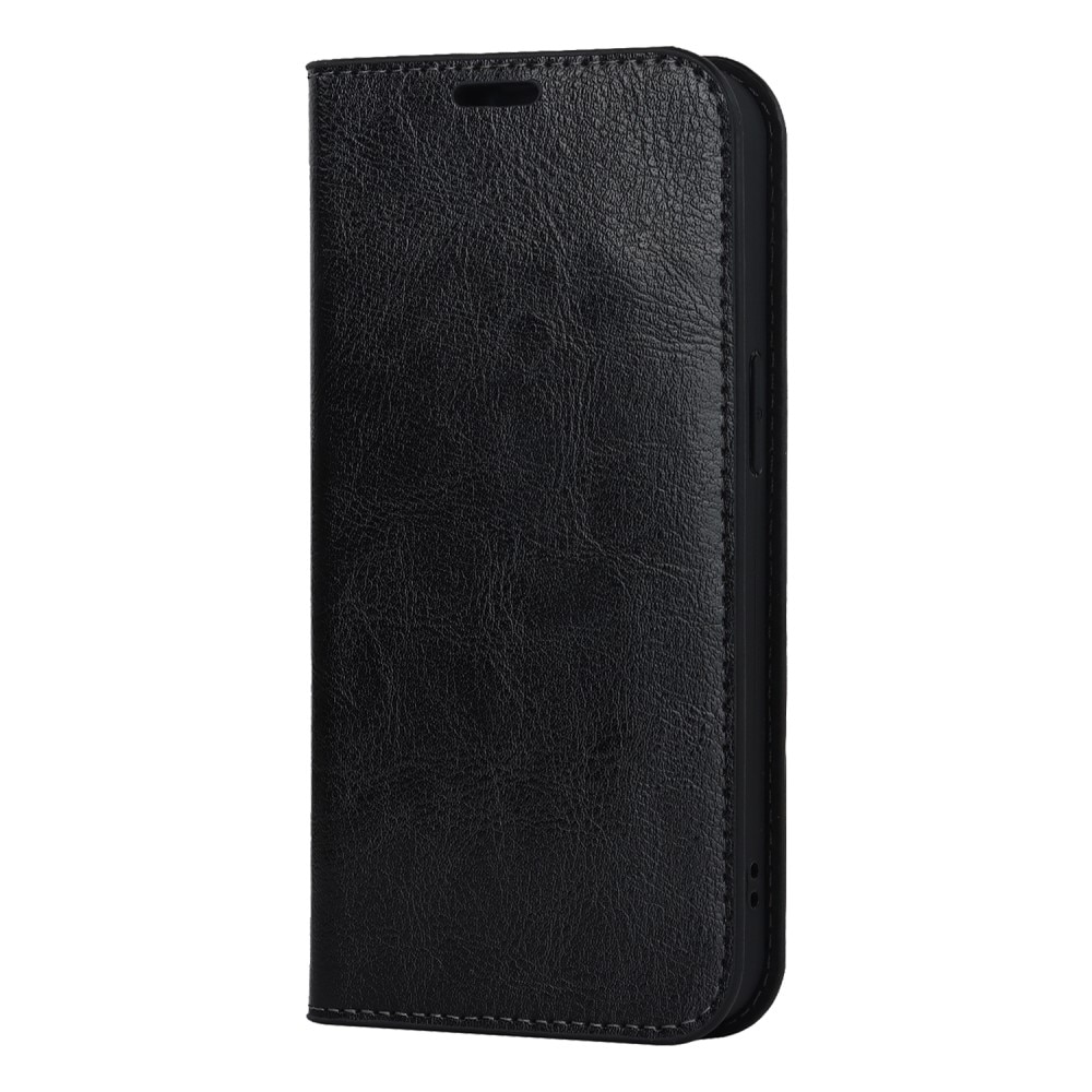 iPhone 15 Plus Handytasche aus Echtem Leder schwarz