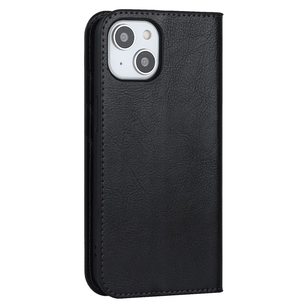 iPhone 15 Plus Handytasche aus Echtem Leder schwarz