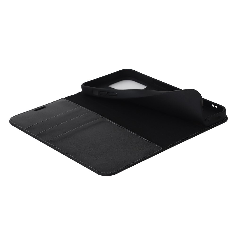 iPhone 15 Pro Handytasche aus Echtem Leder Schwarz