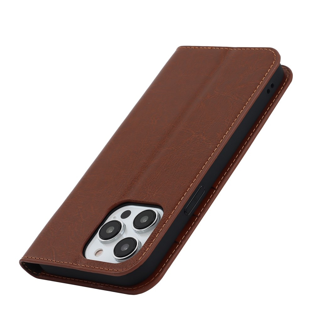 iPhone 15 Pro Handytasche aus Echtem Leder Braun