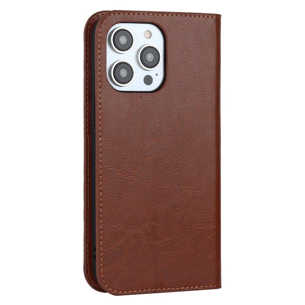 iPhone 15 Pro Handytasche aus Echtem Leder Braun