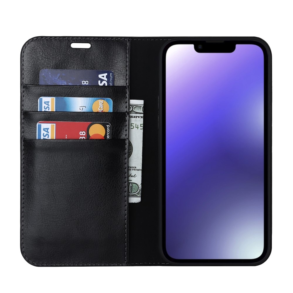 iPhone 15 Handytasche aus Echtem Leder schwarz