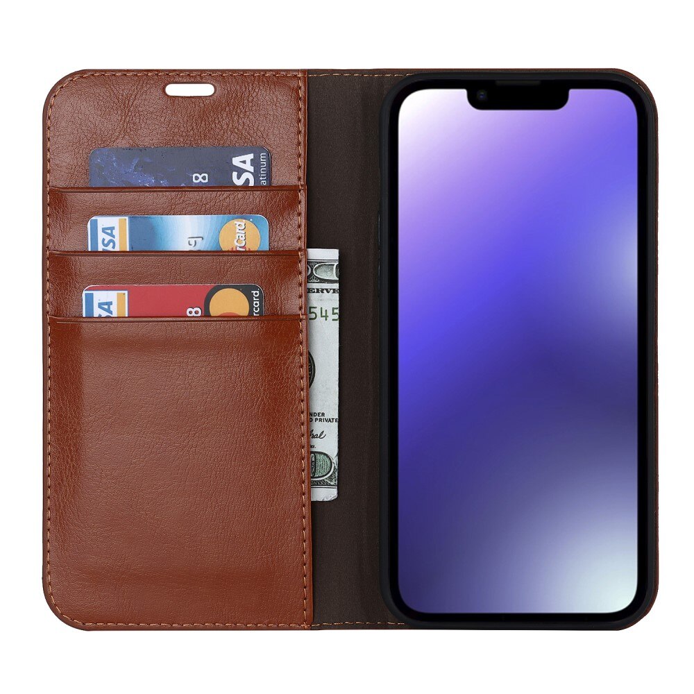 iPhone 15 Handytasche aus Echtem Leder braun