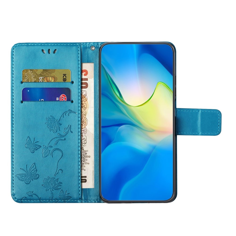 Motorola Moto G14 Handyhülle mit Schmetterlingsmuster, blau