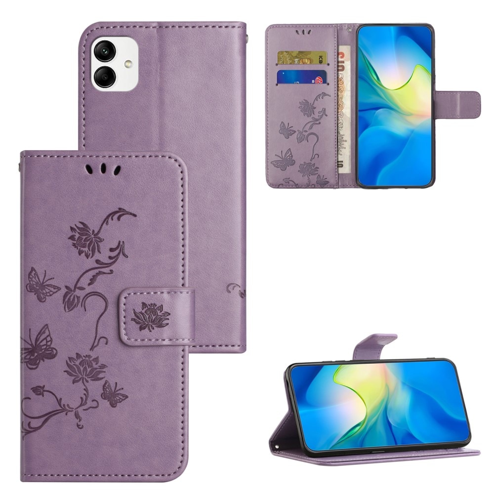 Motorola Moto G14 Handyhülle mit Schmetterlingsmuster, lila