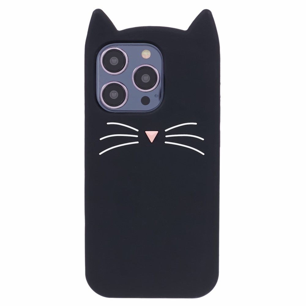 Silikonhülle Katze iPhone 14 Pro schwarz