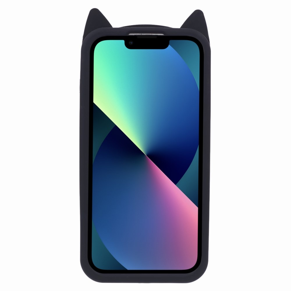 Silikonhülle Katze iPhone 13 schwarz