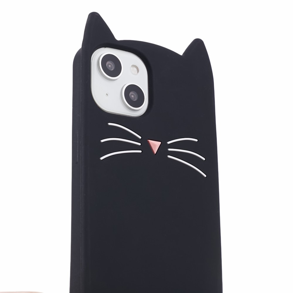 Silikonhülle Katze iPhone 13 schwarz