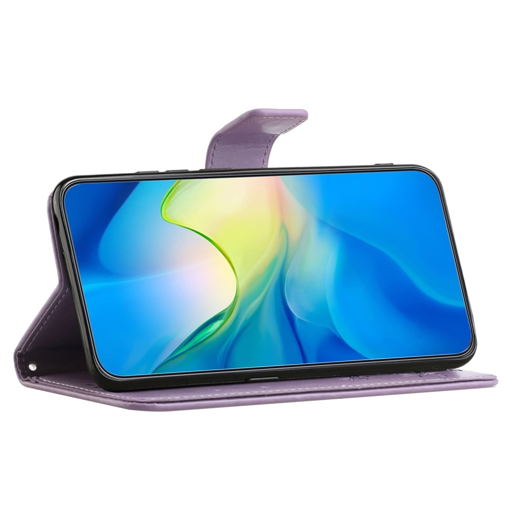 Samsung Galaxy A05s Handyhülle mit Schmetterlingsmuster, lila