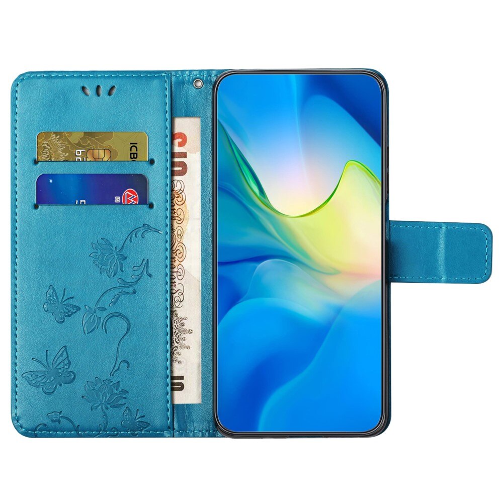 Motorola Moto G54 Handyhülle mit Schmetterlingsmuster, Blau