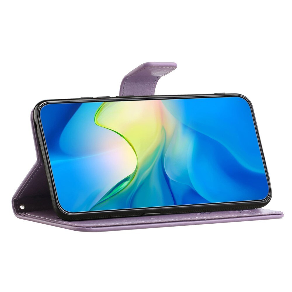 Motorola Moto G54 Handyhülle mit Schmetterlingsmuster, Lila