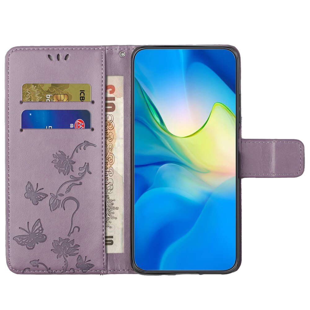 Motorola Moto G54 Handyhülle mit Schmetterlingsmuster, Lila